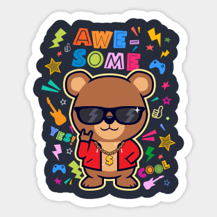 Fun cool bear kid cartoon Sticker